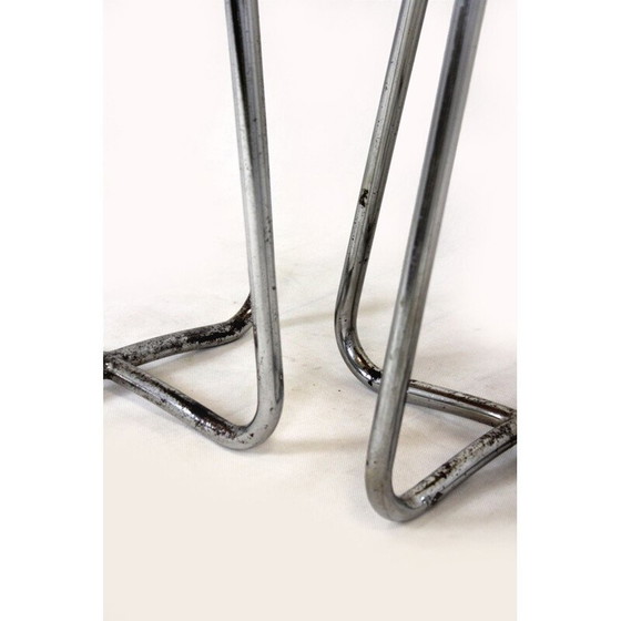 Image 1 of Set of 3 vintage Bauhaus chrome tubular steel stools by Robert Slezak, Czechoslovakia 1930s