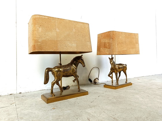 Image 1 of 2x Horse Table Lamps 1970s Belgium