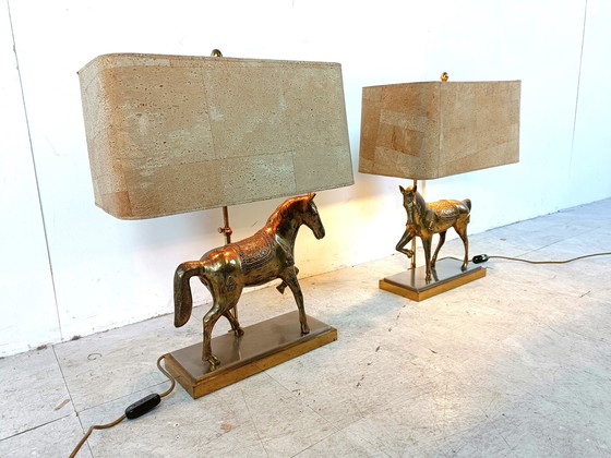 Image 1 of 2x Horse Table Lamps 1970s Belgium