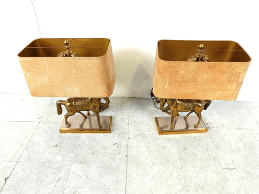 2x Lampes de table Cheval 1970 Belgique