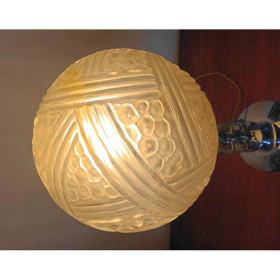 Image 1 of Vintage table lamp in thick glass and metal, 1950