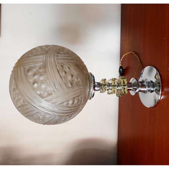 Image 1 of Vintage table lamp in thick glass and metal, 1950