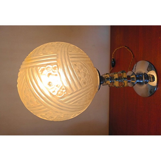 Image 1 of Vintage table lamp in thick glass and metal, 1950