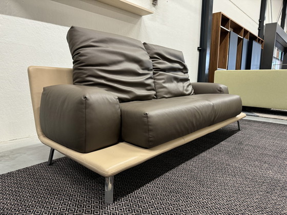 Image 1 of Leolux Paleta Bench 3 Seater brown leather