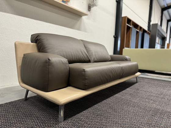 Image 1 of Leolux Paleta Bench 3 Seater brown leather