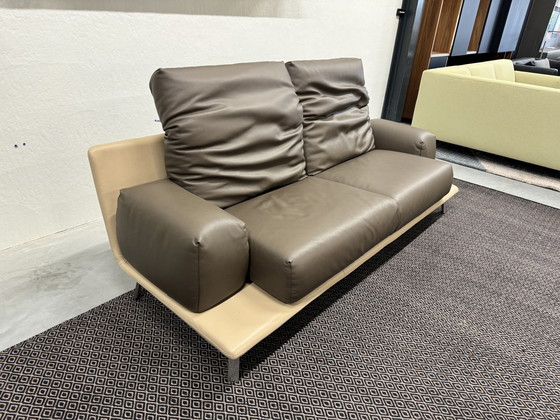 Image 1 of Leolux Paleta Bench 3 Seater brown leather