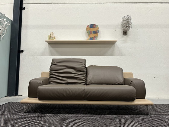 Image 1 of Leolux Paleta Bench 3 Seater brown leather