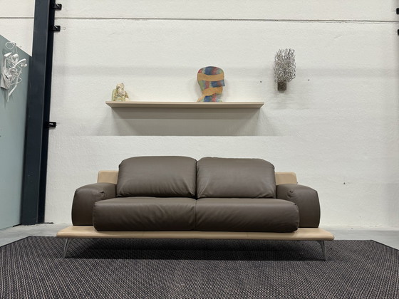 Image 1 of Leolux Paleta Bench 3 Seater brown leather