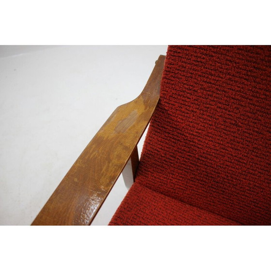 Image 1 of Pair of vintage armchairs in red fabric