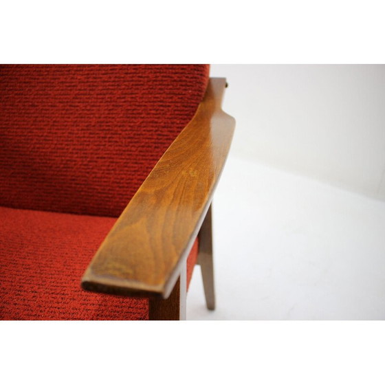 Image 1 of Pair of vintage armchairs in red fabric