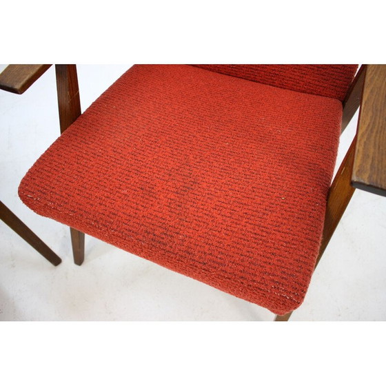 Image 1 of Pair of vintage armchairs in red fabric