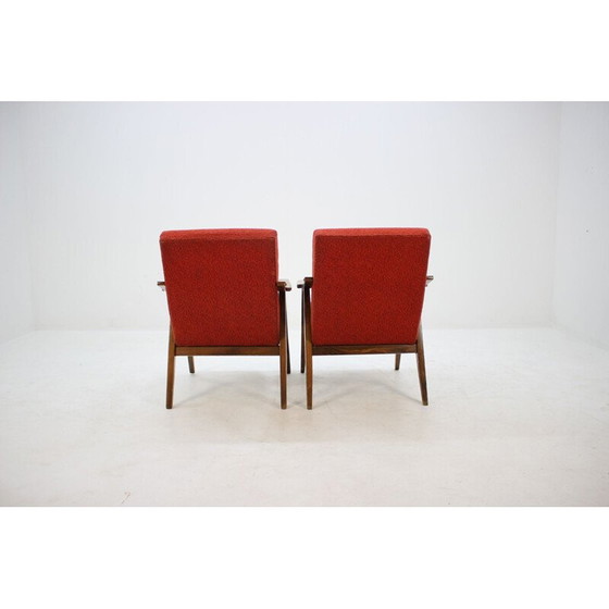Image 1 of Pair of vintage armchairs in red fabric