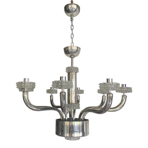 Contemporary Chandelier In Murano Style Glass With "Rostrato" Cup