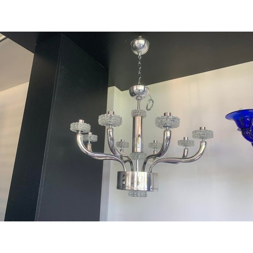 Contemporary Chandelier In Murano Style Glass With "Rostrato" Cup