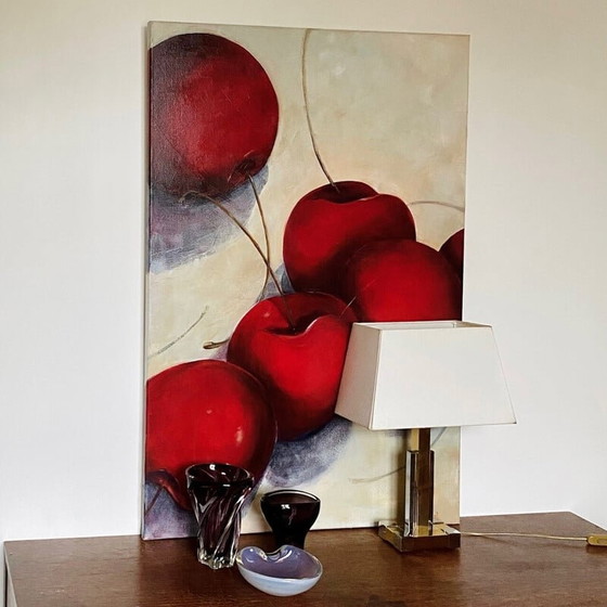 Image 1 of Vintage painting "Still life with cherries" by Fiona O'Farrell