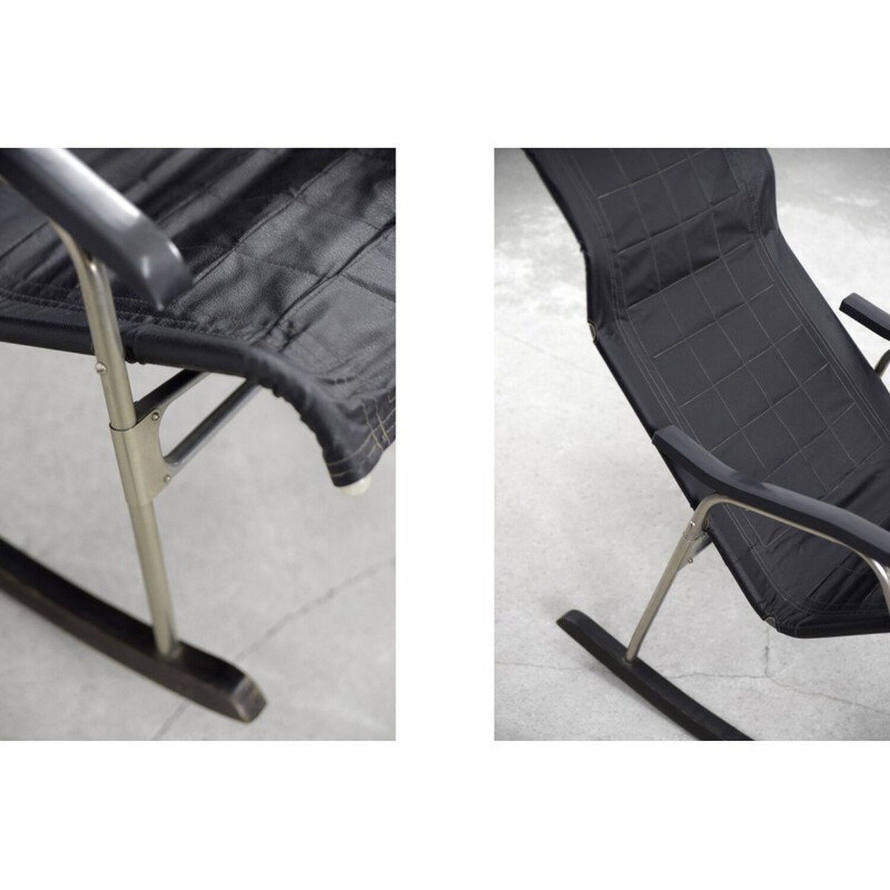 Vintage postmodern black leather rocking chair by Takeshi Vintage postmodern black leather rocking chair by Takeshi