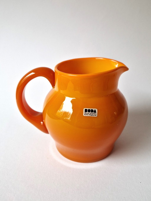 Kosta Boda - Orange Water Jug By Erik Höglund - Signed