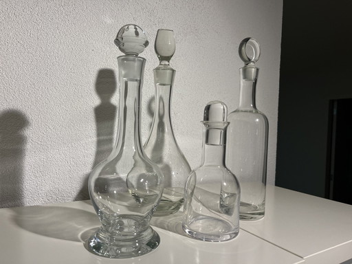 Vintage Glass Carafes And Glass Pouring Jug