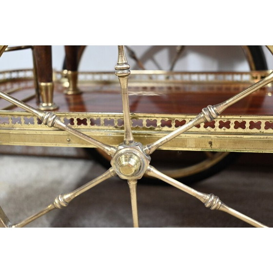 Image 1 of Vintage rolling service table in mahogany and brass, 1970