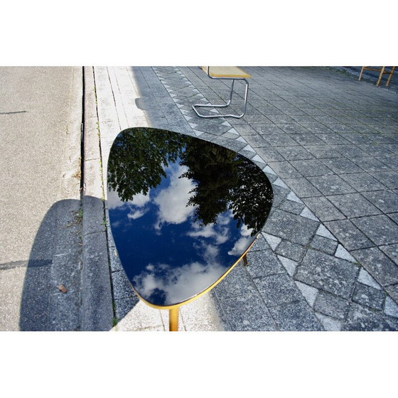 Image 1 of Vintage beech and black opaline coffee table, 1950