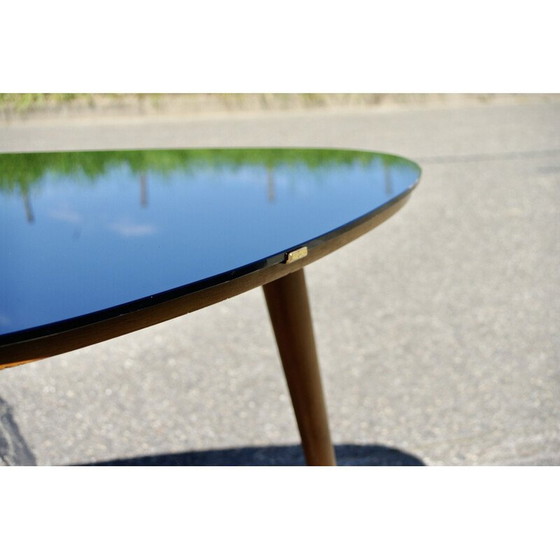 Image 1 of Vintage beech and black opaline coffee table, 1950