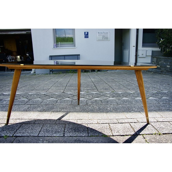 Image 1 of Vintage beech and black opaline coffee table, 1950
