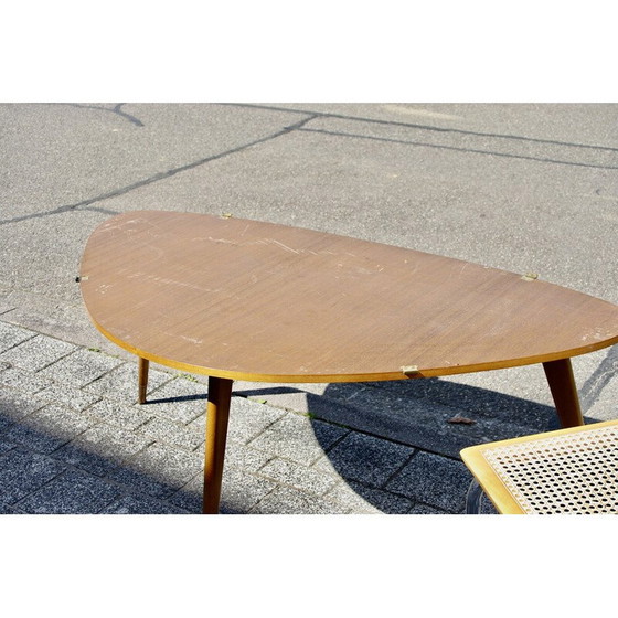 Image 1 of Vintage beech and black opaline coffee table, 1950