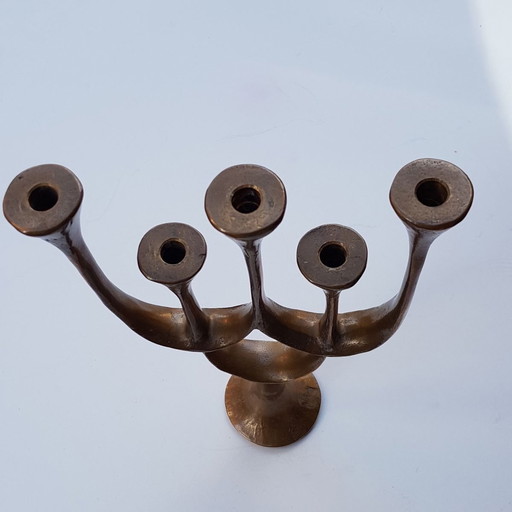 Brutalist Bronze 5-Arm Candleholder