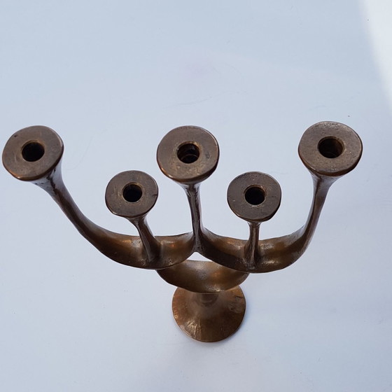 Image 1 of Brutalist Bronze 5-Arm Candleholder