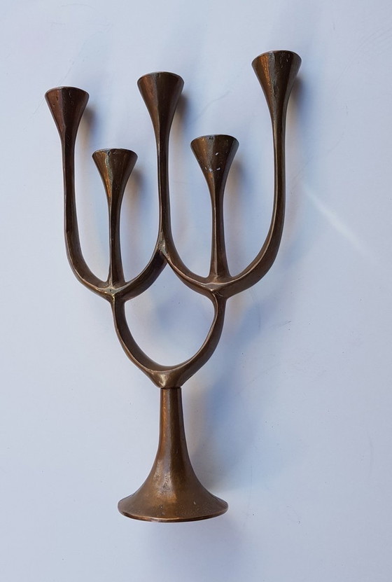 Image 1 of Brutalist Bronze 5-Arm Candleholder