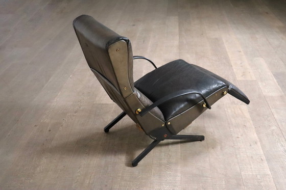 Image 1 of Chaise longue P40 d'Osvaldo Borsani pour Tecno en cuir d'origine, Italie, années 1960