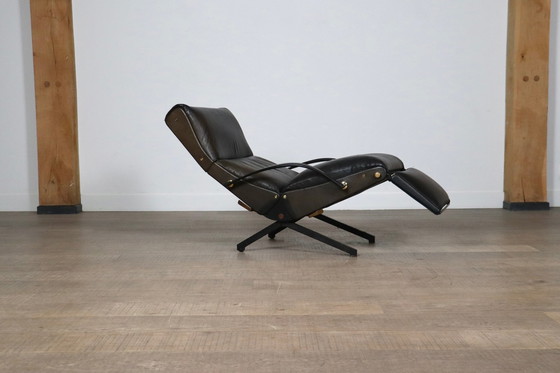 Image 1 of Chaise longue P40 d'Osvaldo Borsani pour Tecno en cuir d'origine, Italie, années 1960