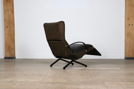 Image 1 of Chaise longue P40 d'Osvaldo Borsani pour Tecno en cuir d'origine, Italie, années 1960