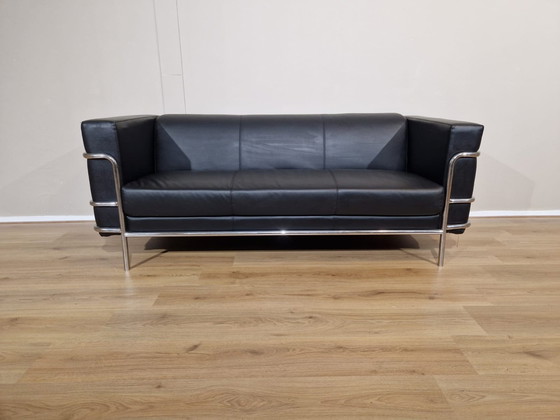 Image 1 of Almachair 3 seater Sofa Black Leather Design ZGAN