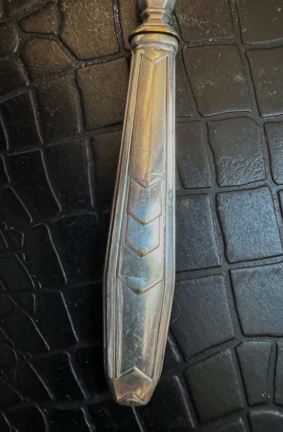 Image 1 of Pelle à dessert métal argenté 2 poinçons art déco vintage