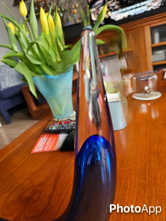 Image 1 of Studio Ahus Sweden blue glass horn