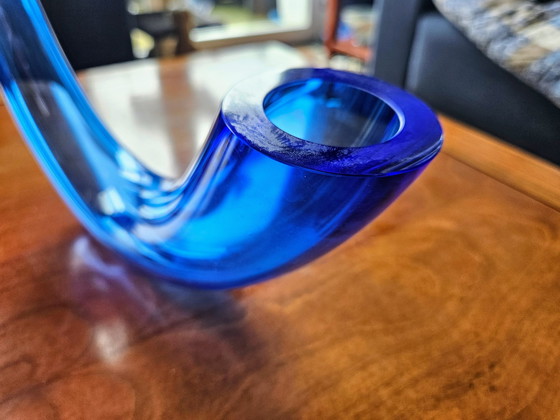 Image 1 of Studio Ahus Sweden blue glass horn