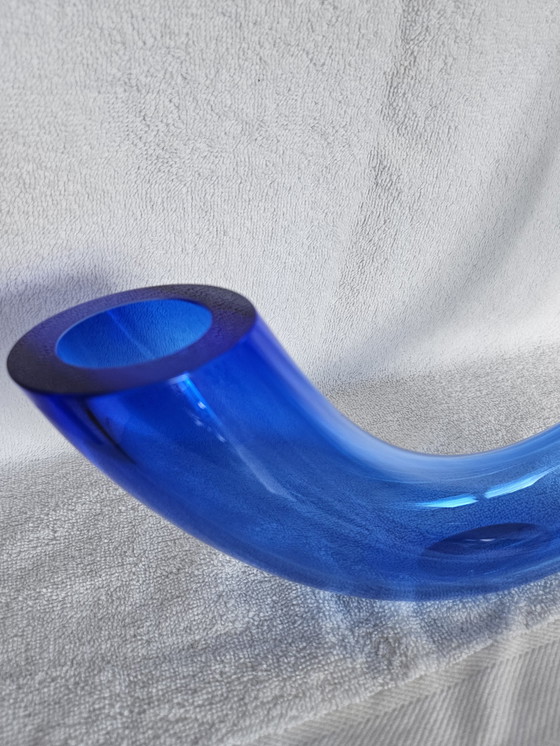 Image 1 of Studio Ahus Sweden blue glass horn