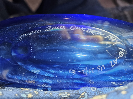 Image 1 of Studio Ahus Sweden blue glass horn