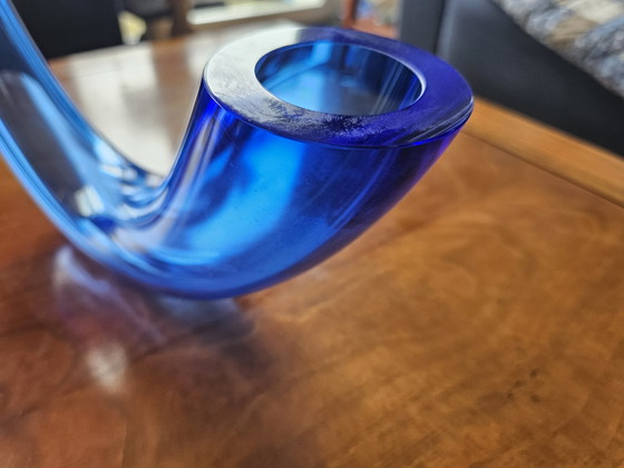 Image 1 of Studio Ahus Sweden blue glass horn