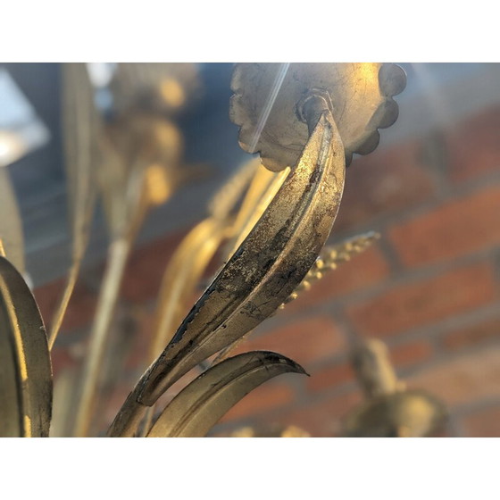 Image 1 of Vintage "ears of wheat" chandelier in gilded metal, 1970