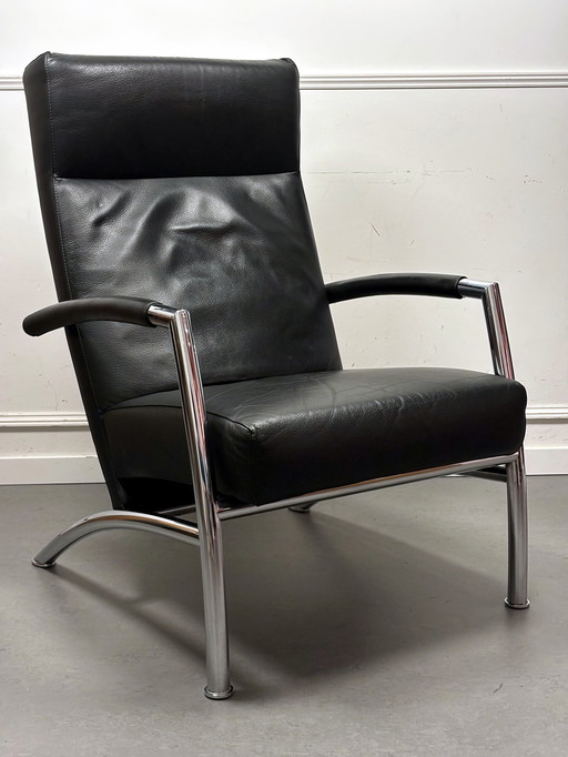 Leolux Helical With Hocker In Senso Black Leather