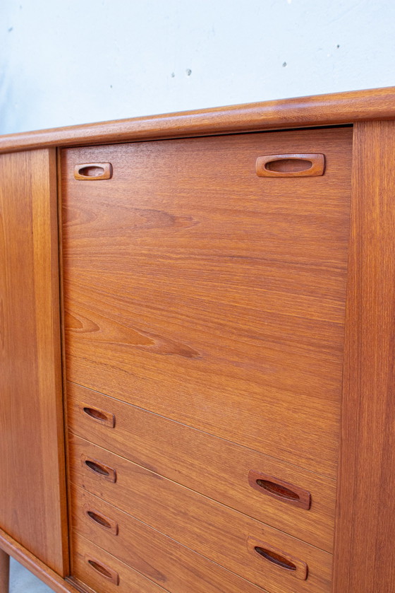 Image 1 of H.P. Hansen Teak Highboard Buffet Commode Danish Midcentury