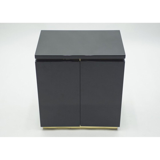 Image 1 of Pair of vintage chest of drawers in black lacquer and brass by J.C. Mahey for Maison Romeo, 1970