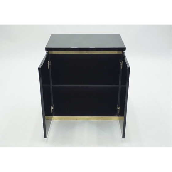 Image 1 of Pair of vintage chest of drawers in black lacquer and brass by J.C. Mahey for Maison Romeo, 1970