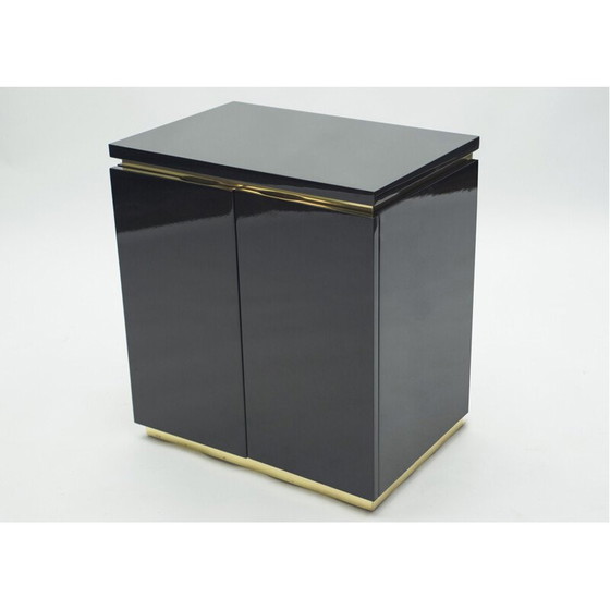 Image 1 of Pair of vintage chest of drawers in black lacquer and brass by J.C. Mahey for Maison Romeo, 1970