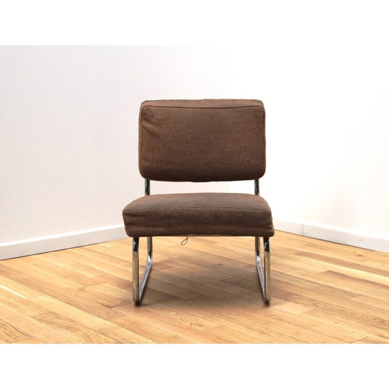 Image 1 of Set of 3 vintage armchairs in chromed metal and wool, 1950
