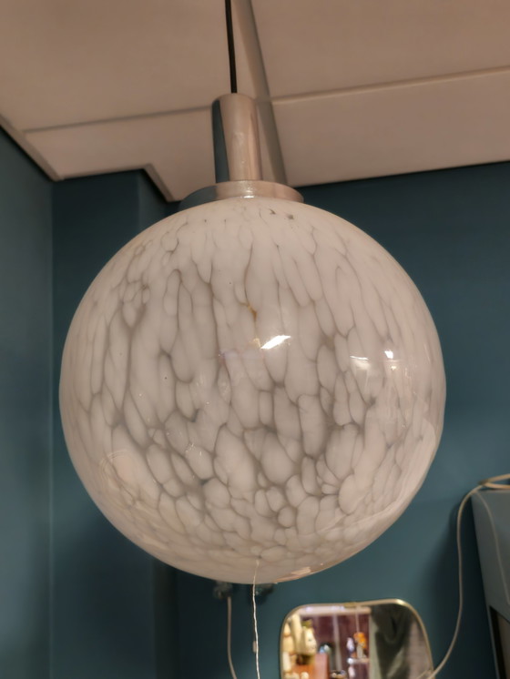 Image 1 of Vintage Glass Globe Pendant Lamp