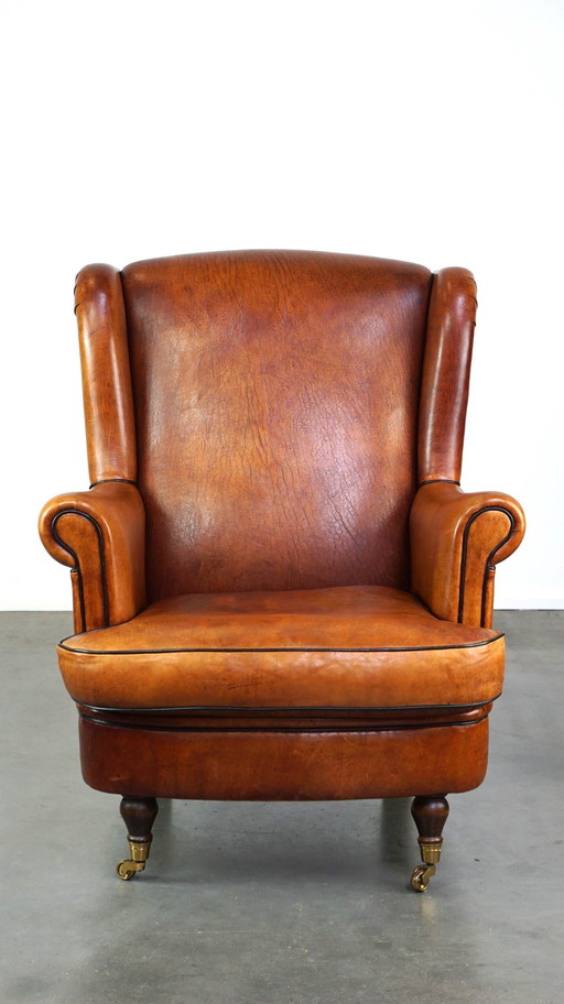 Sheep Leather Ear Armchair On Front Wheels