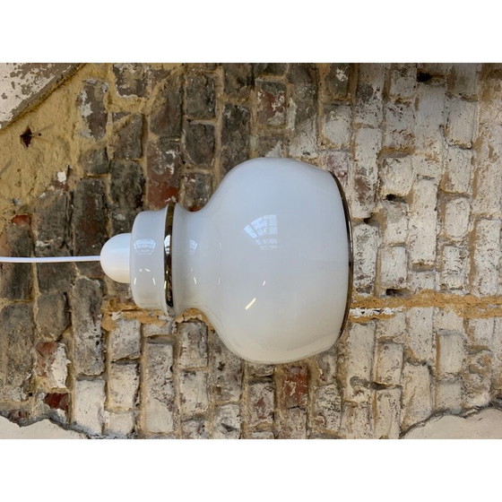 Image 1 of Vintage pendant lamp in white opaline glass, Italy 1970